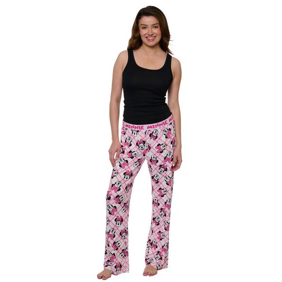 Womens Minnie Mouse Pajama Pants Sleepwear Lounge Pants Pink Elastic Waist Soft - Picture 1 of 7
